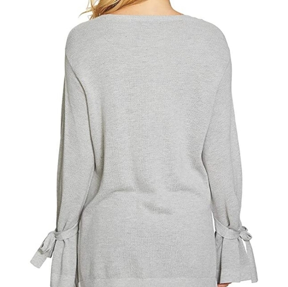 🧨 1st State Gray Hi-Lo Waffle Knit Bell Sleeve Sweater Top - Picture 2 of 9